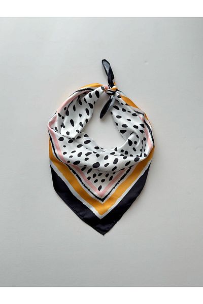 AGAPI Eșarfă Bandana albă cu puncte negre