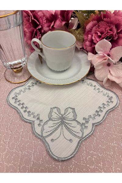 Mustgross Coffee Presentation Napkin, Cocktail Coffee Side Presentation Holder Embroidered Coffee Side 6 Pieces Fabric Presentation Napkin
