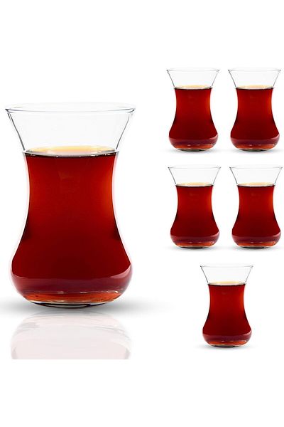 Home Zone Set of 6 Turkish Tea Glass Big Size, Slim Waist Design and Thick Sole Prevent Tea From Getting Cold