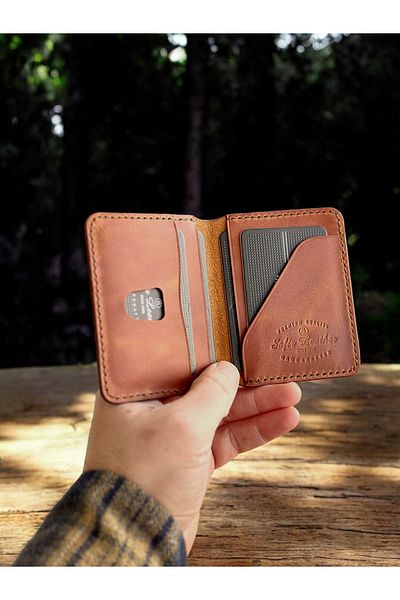 Kalkan deri Minimalist and Stylish 10X7.5 cm Card Holder Shield Model Handcrafted Leather Design