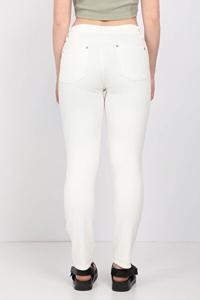 MARKAPIA Women's Ecru Slim Fit Jean Trousers