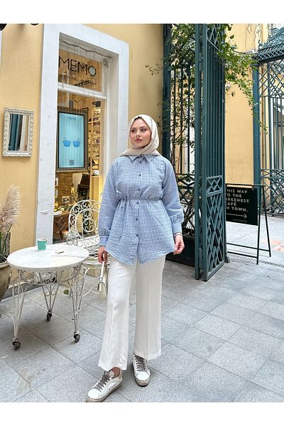 VOLT CLOTHİNG Γυναικείο πουκάμισο με ριγέ δεμένο στη μέση