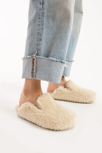 walviss Konde Women's Furless Laceless Ecru Slippers