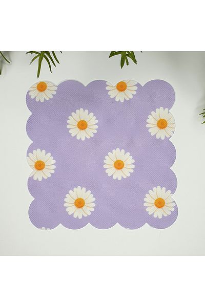 decofav Lilac Backdrop Daisy Design Κοκτέιλ χαρτοπετσέτα από ύφασμα κομμένο με λέιζερ 1 τεμάχιο