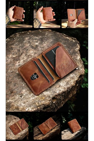 Kalkan deri Minimalist and Stylish 10X7.5 cm Card Holder Shield Model Handcrafted Leather Design