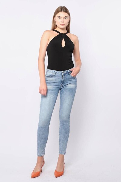 BANNY JEANS Pantaloni elastici Skinny Fit de damă Albastru deschis