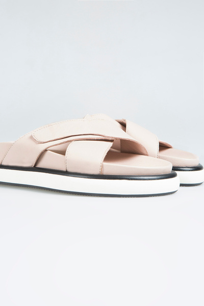 walviss Luiza Women's Genuine Leather Laceless Flat Sole Powder Slippers