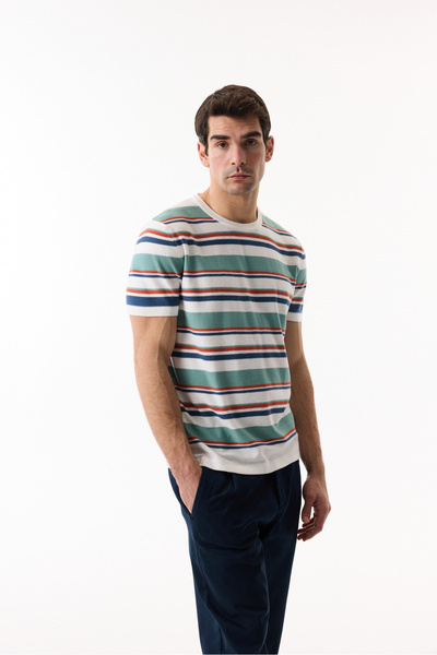 Mudo Striped Short Sleeve Knitwear Sweater