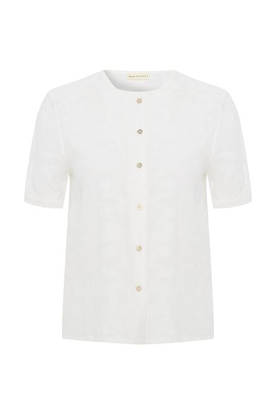 Mudo Textured Shirt Look Short Sleeve Bluz