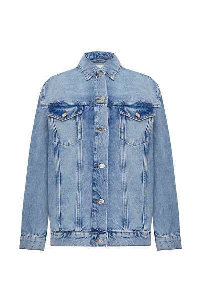Mudo Kadın İndigo Oversize Jean Ceket
