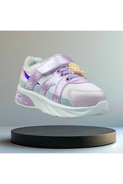 Frozen Girl Elsa Purple Sneakers, Velcro Sneakers