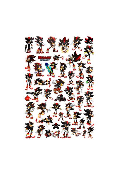 Ororabutik Σετ αυτοκόλλητων 46 τμχ Hedgehog Sonic Shadow - Σετ αυτοκόλλητων Scrapbook Bullet Journal