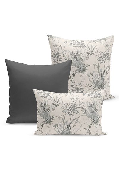 Bertille Home Set de huse de pernă din 3 piese, imprimate digital pe două fețe, seria de primăvară (Paște de primăvară)