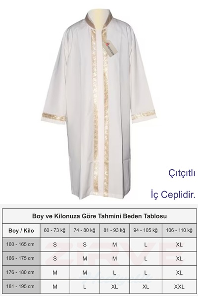 Hediyeleşin İşlemeli Cübbe, Sırmalı Cübbe, Imam Cübbesi - Beyaz