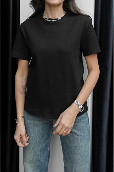 Havoş Μαύρο βαμβακερό μπλουζάκι Basic