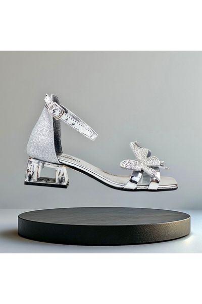 JOJO KIDS Girl Transparent Short Heels Shoes , Evening Dress Shoes