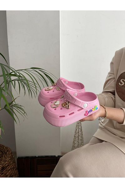 Behtah Kundura Girl's Closed Front Daily Sandals Non-Slip Thick High Sole Stone Slippers 6 Pieces Ornament
