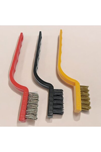 katilus 3 Parça Tel Fırça Bakır,Demir Ve Sert Plastik Detaylı Temizlik Seti