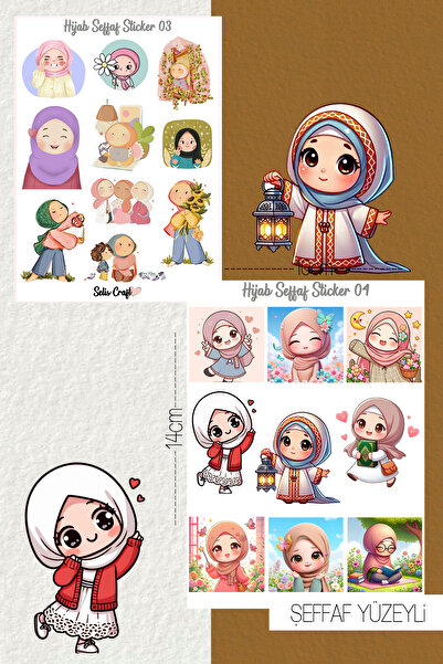 SelisCraft Hijab Girl Temalı Şeffaf Sticker Seti 03-04 Ajanda Planlayıcı Bull...