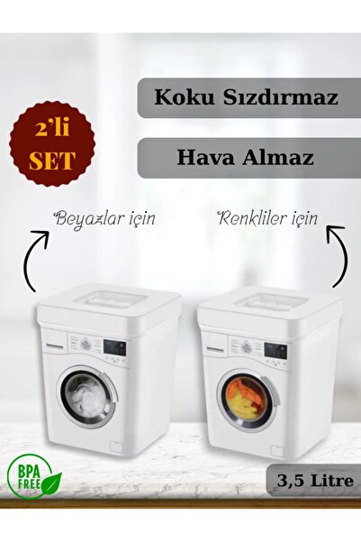 HOMEU Deterjan Kutusu 2’li Set – 3.5 Litre Kapasiteli, Beyaz Ve Renkliler Için Ayrı Saklama Çözümü