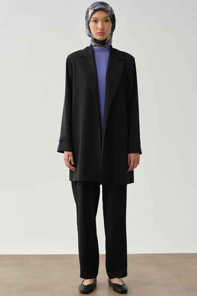 Tuğba Garnili Ceket Pantolon Üçlü Takım - Siyah
