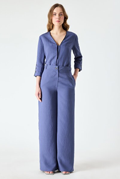 FEVER Çizgili geniş paça pantolon