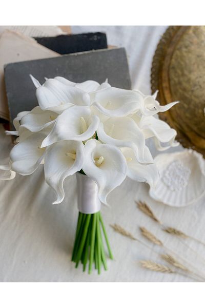 Dekora Çiçek Τεχνητό λουλούδι Wet Real Luxury Gala Flower 8 Branches New Season White