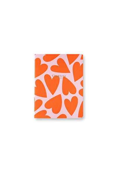 Chapters Canvas Notebook, Pink & Orange Hearts