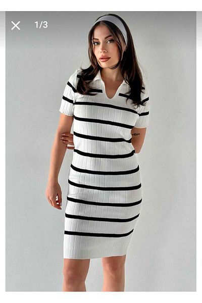 Butik Φόρεμα πλεκτό με γιακά πόλο ZEYOO COLLECTION