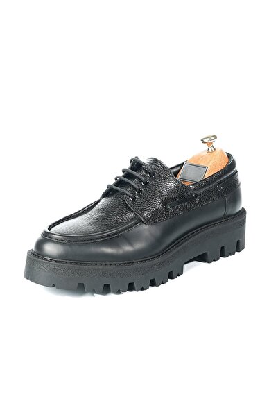 Byterre Azzurro Genuine Leather Handmade Men's Black Casual Shoes