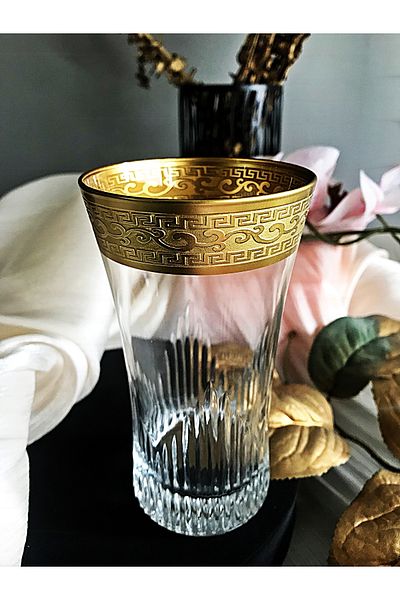 DECOSTYLE Azur Lux Golden Coating - 300Cc Pasabahce Soft Drink and Water Glass