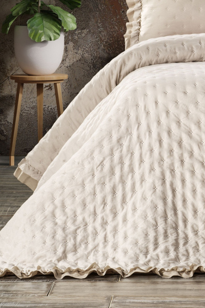 ZEBRACASA LIMA BEJ TEK KİŞİLİK YATAK ÖRTÜSÜ SETİ