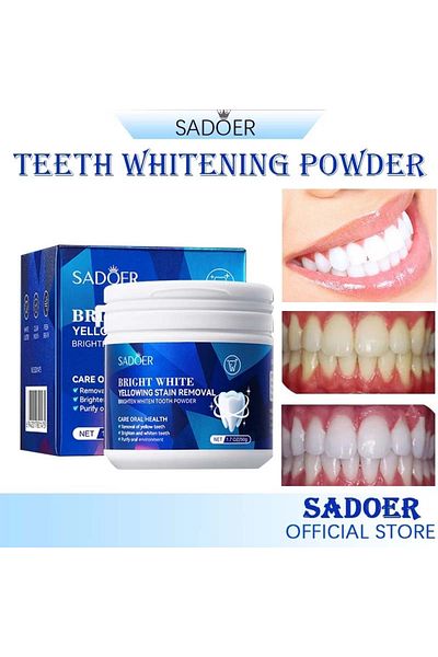 SADOER Organic Teeth Whitening Powder Mint Flavor for Yellow Stain Removal and Oral Care 50g
