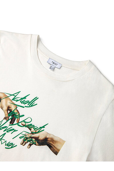 Twist T-Shirt - With Slogan and Visual Print