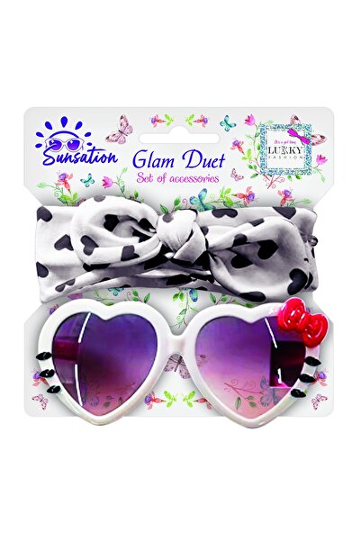 Lukky نظارات شمسية وربطة شعر من Fashion Glam Duet (منقط)