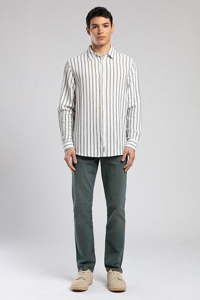 Lee Cooper Ανδρικό πουκάμισο Olezka με μανίκια Ecru-Smber