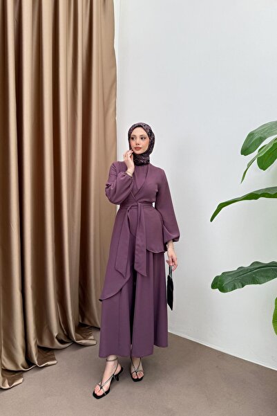 QUQA Asimetrik Pantolonlu Takım - Gül Kurusu