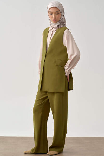 Tuğba Cepli Bol Paça Pantolon - Olive