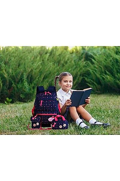 COOYA Kids Backpack, Lightweight, Bowknot Stars Printed, 3 in 1 Bag with Shoulder Pencil Lunch Bag