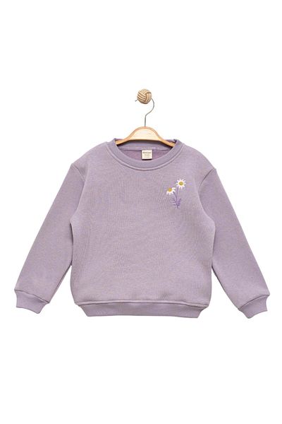 Divonette Girl's Daisy Lilac Sweatshirt - Stylish Girl Clothing