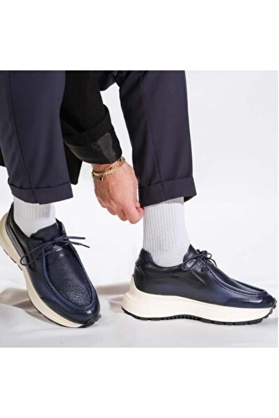 Byterre Tirano Genuine Leather Handmade Navy Blue Casual Shoes