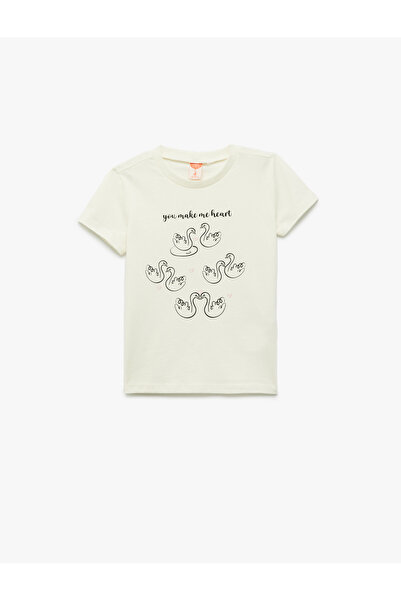 Koton Σετ μπλουζάκια από βαμβακερό εμπριμέ κοντομάνικο λαιμόκοψη 2 τεμαχίων