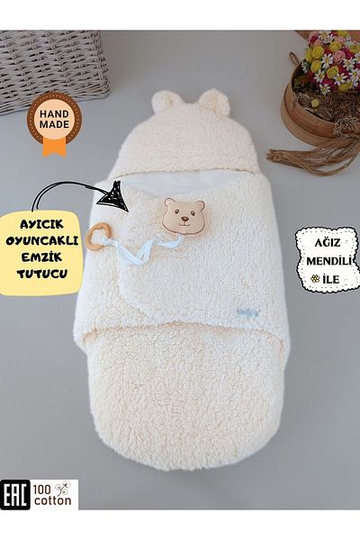 Tomuycuk Plush Baby Outer Swaddle Toy Sleeping Bag Hospital Exit Gift Wrap Blanket