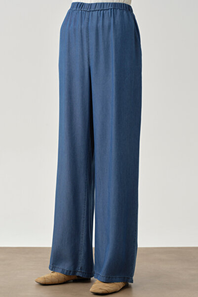 Tuğba Bel Lastikli Bol Paça Pantolon - Lacivert