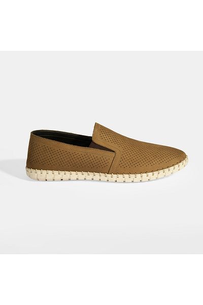 Desa Dislina Brown Men's Leather Slip-On Casual Shoes