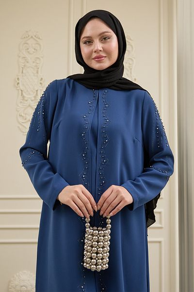InStyle Blue Pearl Piece Detaliu Saks Abaya