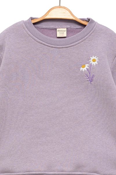 Divonette Girl's Daisy Lilac Sweatshirt - Stylish Girl Clothing