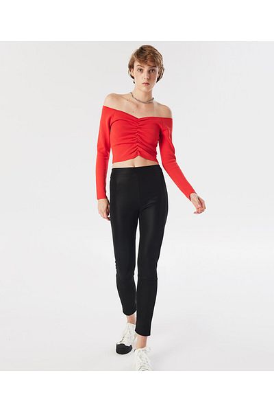 Twist Leather Look Comfortable Leggings