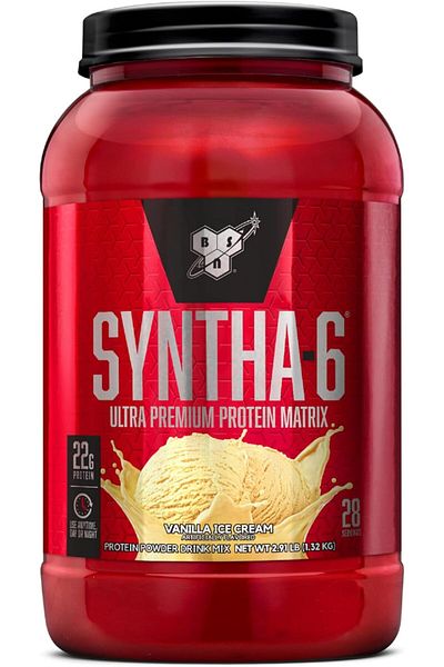 BSN Syntha-6 Ultra Premium Protein Matrix, Whey Protein Powder - Strawberry Milkshake, 2.91 Lbs