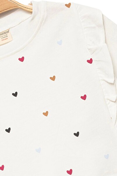 Divonette Kız Bebek %100 Pamuk Ekru Sweatshirt Fırfırlı - Kız Bebek Giyim